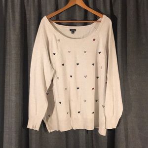NWOT TORRID SIZE 3 (18/20) CREAM SWEATER W/HEARTS